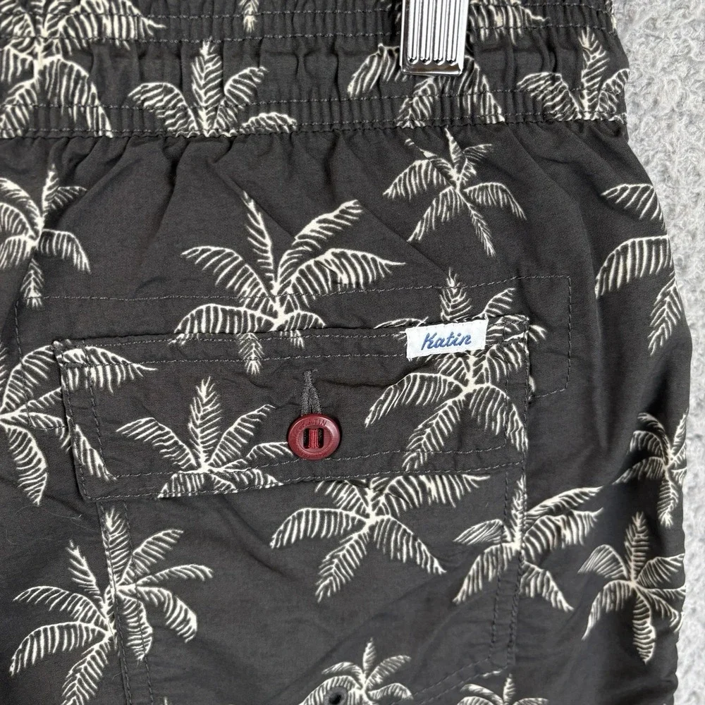 Katin Board Shorts Mens Large Black 34x6 Palm Tree Tropical Swim Trunks Beach